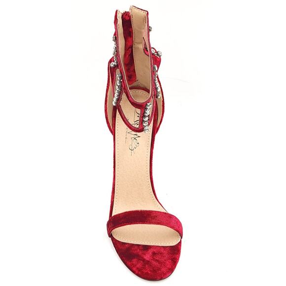 Money By Cookie Women Stiletto Heel Ankle Strap Sandals Size US 7 Wine Red - Picture 4 of 5